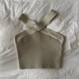 Aritzia Babaton Sculpt Knit Criss Cross Cropped Tank